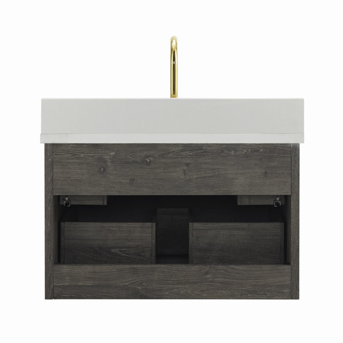 AllModern Hoye 30'' Wall Mounted Single Bathroom Vanity with Engineered